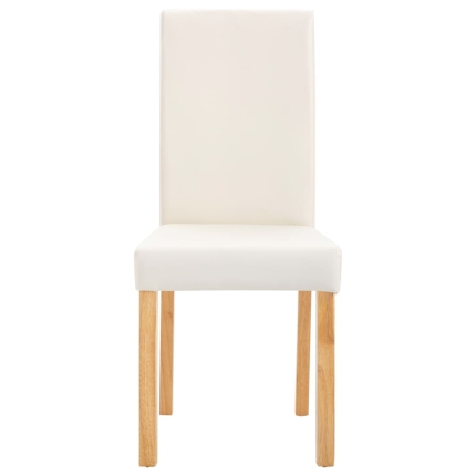 Dining Chairs 4 pcs Cream Faux Leather - Image 4