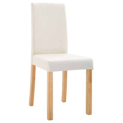 Dining Chairs 4 pcs Cream Faux Leather - Image 5