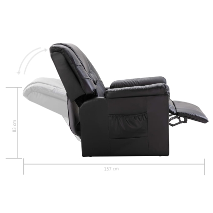 Reclining Chair Black Faux Leather - Image 9
