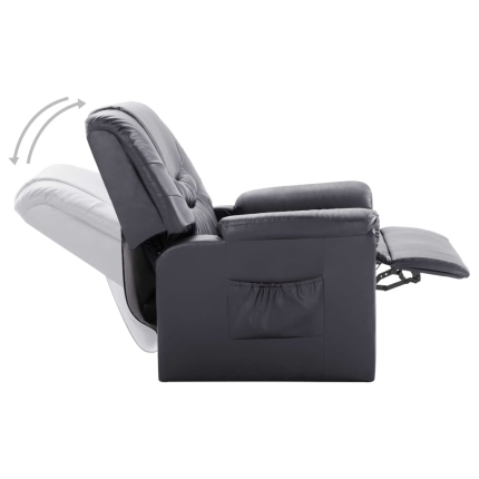 Reclining Chair Grey Faux Leather - Image 6