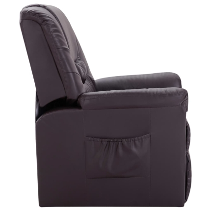 Reclining Chair Brown Faux Leather - Image 3