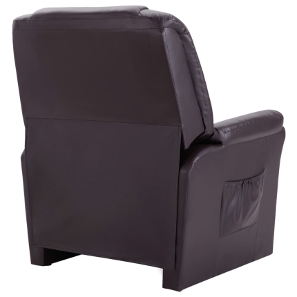 Reclining Chair Brown Faux Leather - Image 4