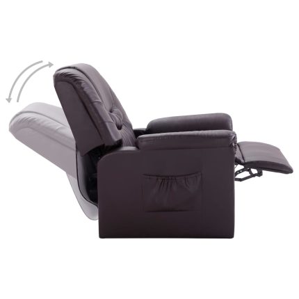 Reclining Chair Brown Faux Leather - Image 6