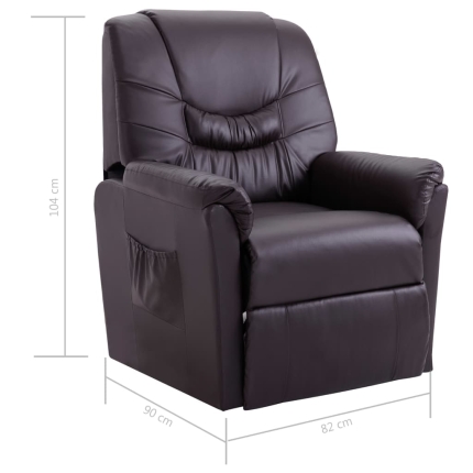 Reclining Chair Brown Faux Leather - Image 8
