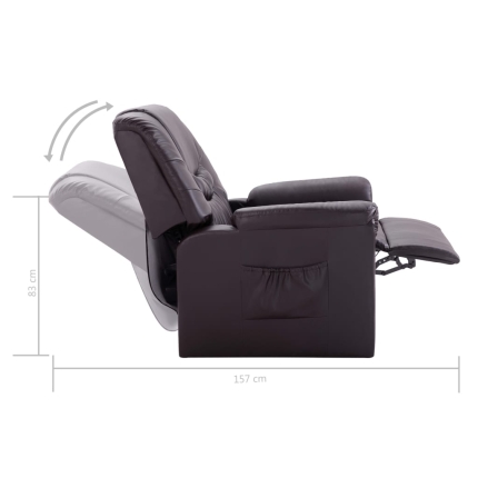 Reclining Chair Brown Faux Leather - Image 9