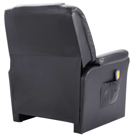 Massage Recliner Chair Grey Faux Leather - Image 4