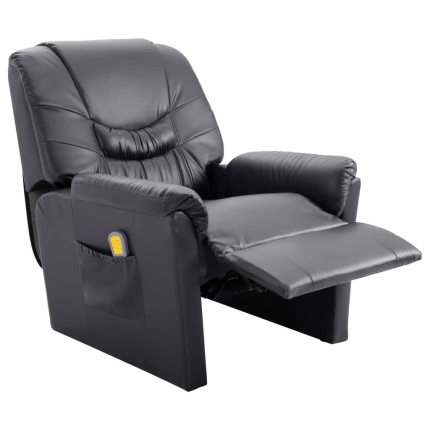 Massage Recliner Chair Grey Faux Leather - Image 5