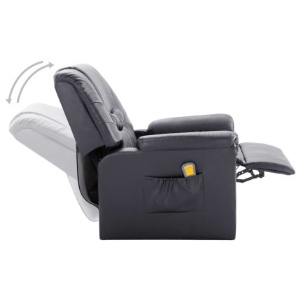 Massage Recliner Chair Grey Faux Leather - Image 6