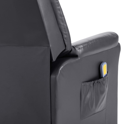 Massage Recliner Chair Grey Faux Leather - Image 7