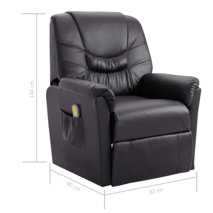 Massage Recliner Chair Grey Faux Leather - Image 9