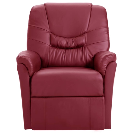 Massage Recliner Chair Wine Red Faux Leather - Image 2
