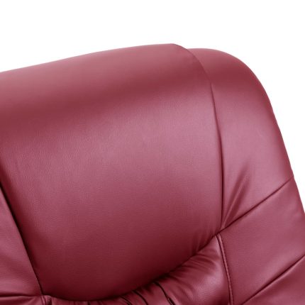 Massage Recliner Chair Wine Red Faux Leather - Image 8