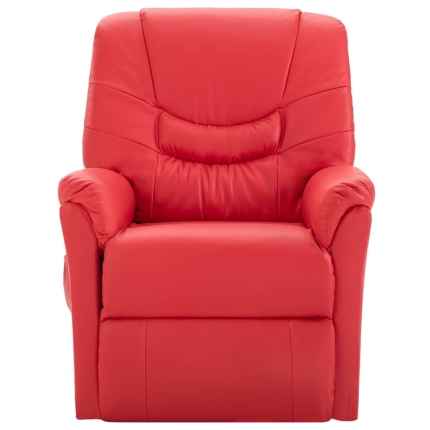Massage Recliner Chair Red Faux Leather - Image 2