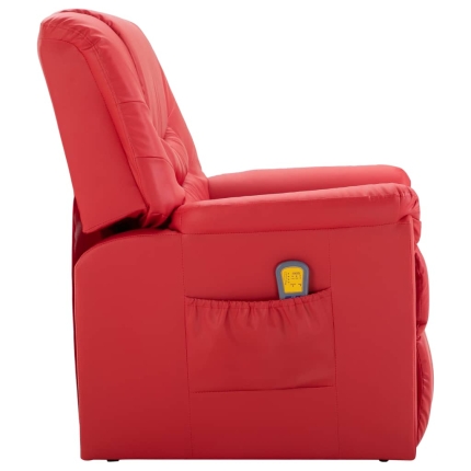 Massage Recliner Chair Red Faux Leather - Image 3