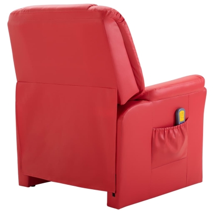 Massage Recliner Chair Red Faux Leather - Image 4