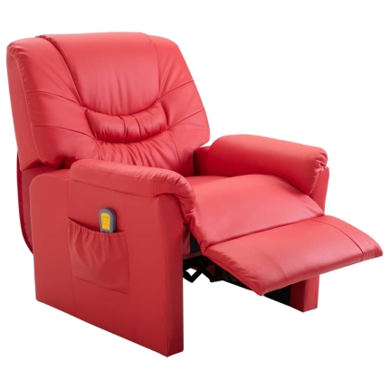 Massage Recliner Chair Red Faux Leather - Image 5