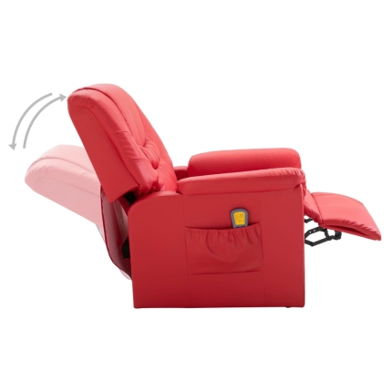 Massage Recliner Chair Red Faux Leather - Image 6