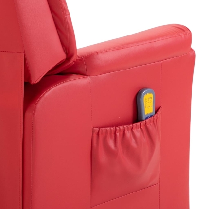 Massage Recliner Chair Red Faux Leather - Image 7