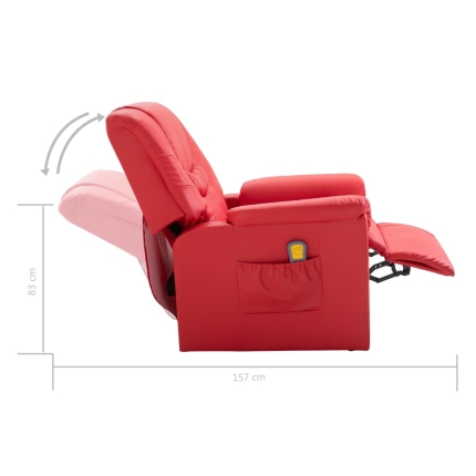 Massage Recliner Chair Red Faux Leather - Image 10