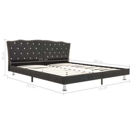 Bed Frame Dark Grey Fabric 153x203 cm Queen - Image 7