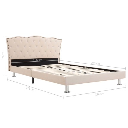 Bed Frame Cream Fabric 106x203 cm King Single - Image 7
