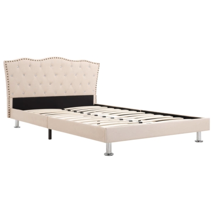 Bed Frame Cream Fabric 137x187 cm Double - Image 2