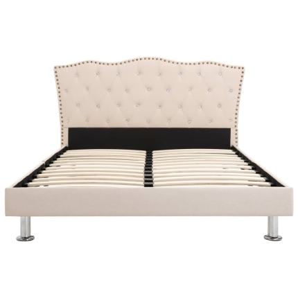 Bed Frame Cream Fabric 137x187 cm Double - Image 3