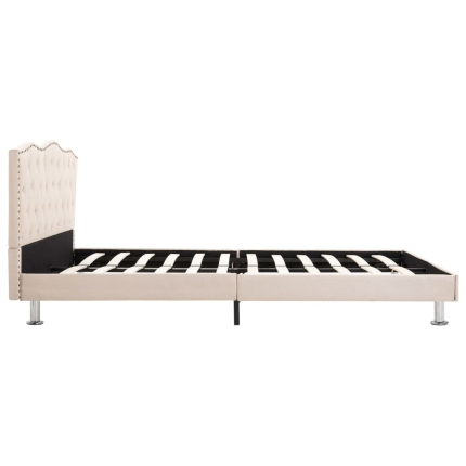 Bed Frame Cream Fabric 137x187 cm Double - Image 4