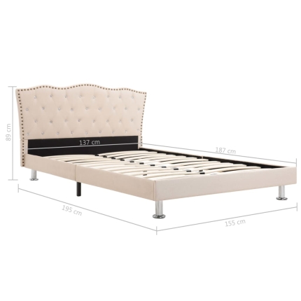 Bed Frame Cream Fabric 137x187 cm Double - Image 7