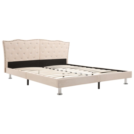 Bed Frame Cream Fabric 153x203 cm Queen - Image 2