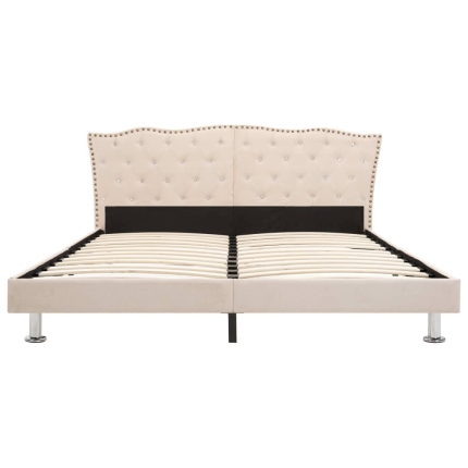Bed Frame Cream Fabric 153x203 cm Queen - Image 3