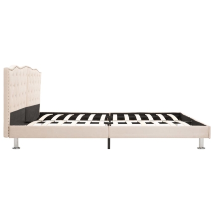 Bed Frame Cream Fabric 153x203 cm Queen - Image 4