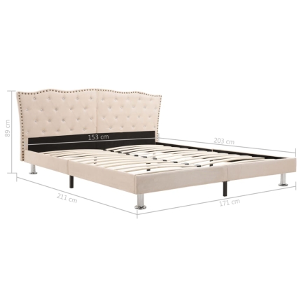 Bed Frame Cream Fabric 153x203 cm Queen - Image 7