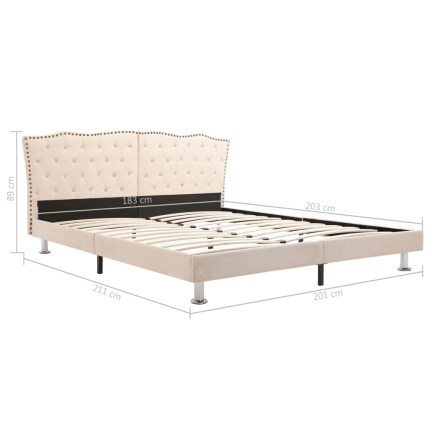 Bed Frame Cream Fabric 183x203 cm King - Image 7