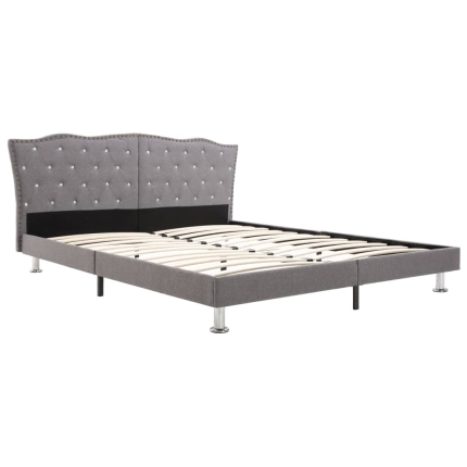 Bed Frame Light Grey Fabric 153x203 cm Queen - Image 2
