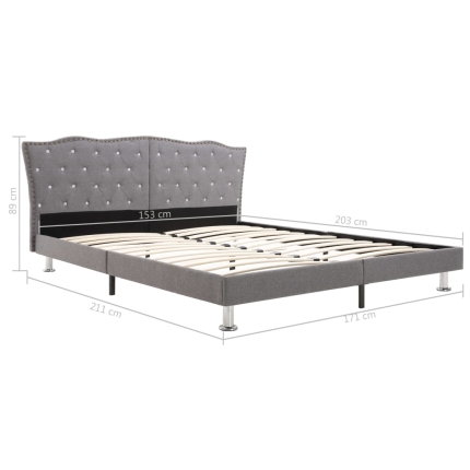 Bed Frame Light Grey Fabric 153x203 cm Queen - Image 7