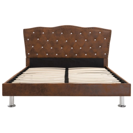 Bed Frame Brown Fabric 106x203 cm King Single - Image 3