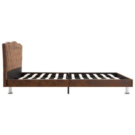 Bed Frame Brown Fabric 106x203 cm King Single - Image 4