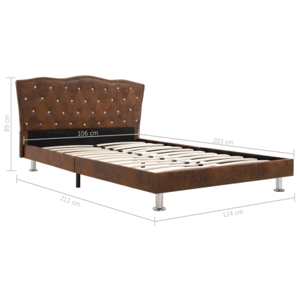 Bed Frame Brown Fabric 106x203 cm King Single - Image 7