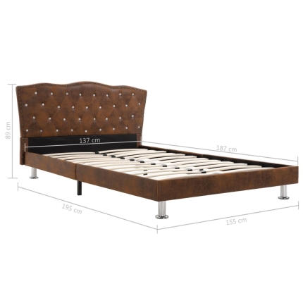 Bed Frame Brown Fabric 137x187 cm Double - Image 7