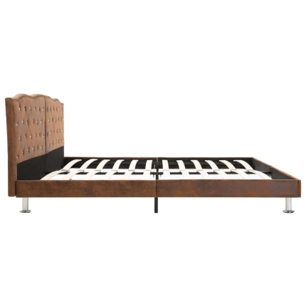 Bed Frame Brown Fabric 153x203 cm Queen - Image 4