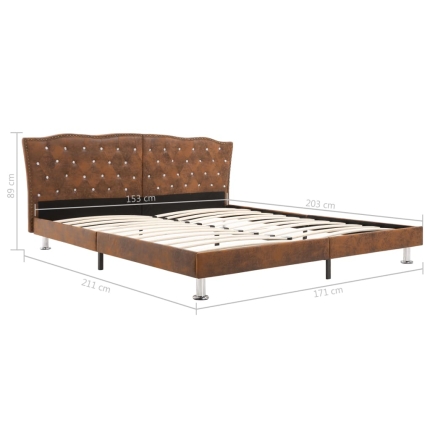 Bed Frame Brown Fabric 153x203 cm Queen - Image 7