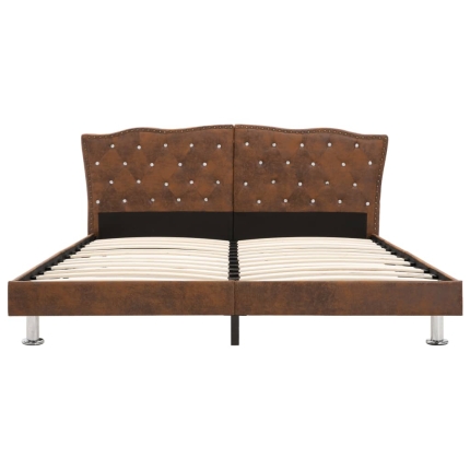 Bed Frame Brown Fabric 183x203 cm King - Image 3