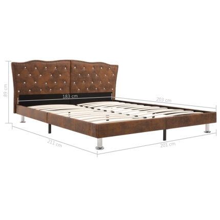 Bed Frame Brown Fabric 183x203 cm King - Image 7