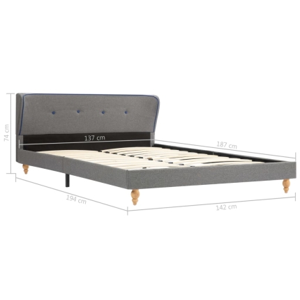 Bed Frame Light Grey Fabric 137x187 cm Double - Image 7