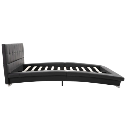 Bed Frame Black Faux Leather 106x203 cm  King Single - Image 5
