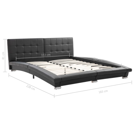 Bed Frame Black Faux Leather 153x203 cm  Queen - Image 8