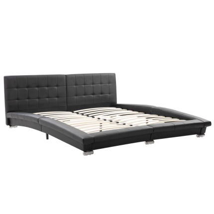Bed Frame Black Faux Leather 183x203 cm  King - Image 3