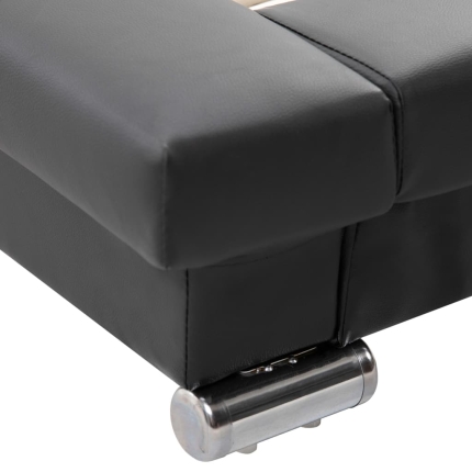 Bed Frame Black Faux Leather 183x203 cm  King - Image 7