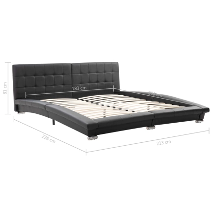 Bed Frame Black Faux Leather 183x203 cm  King - Image 8